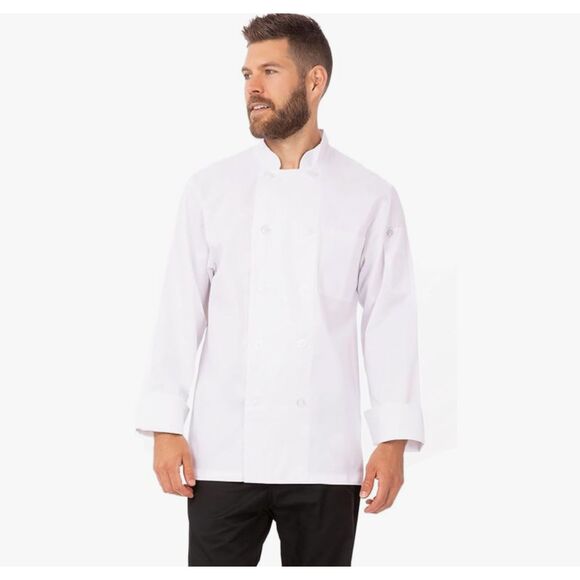 Chef Works Men's White Le Mans Chef Coat Easy Movement Chefs Wear Size M - Picture 1 of 8